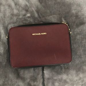 Michael Kors Purse Wine, Black and Gold